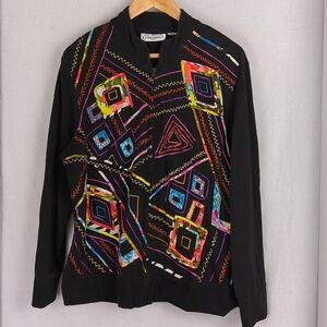NEW DIRECTION Women's Full Zip Multi Color Embroidered Patch Jacket